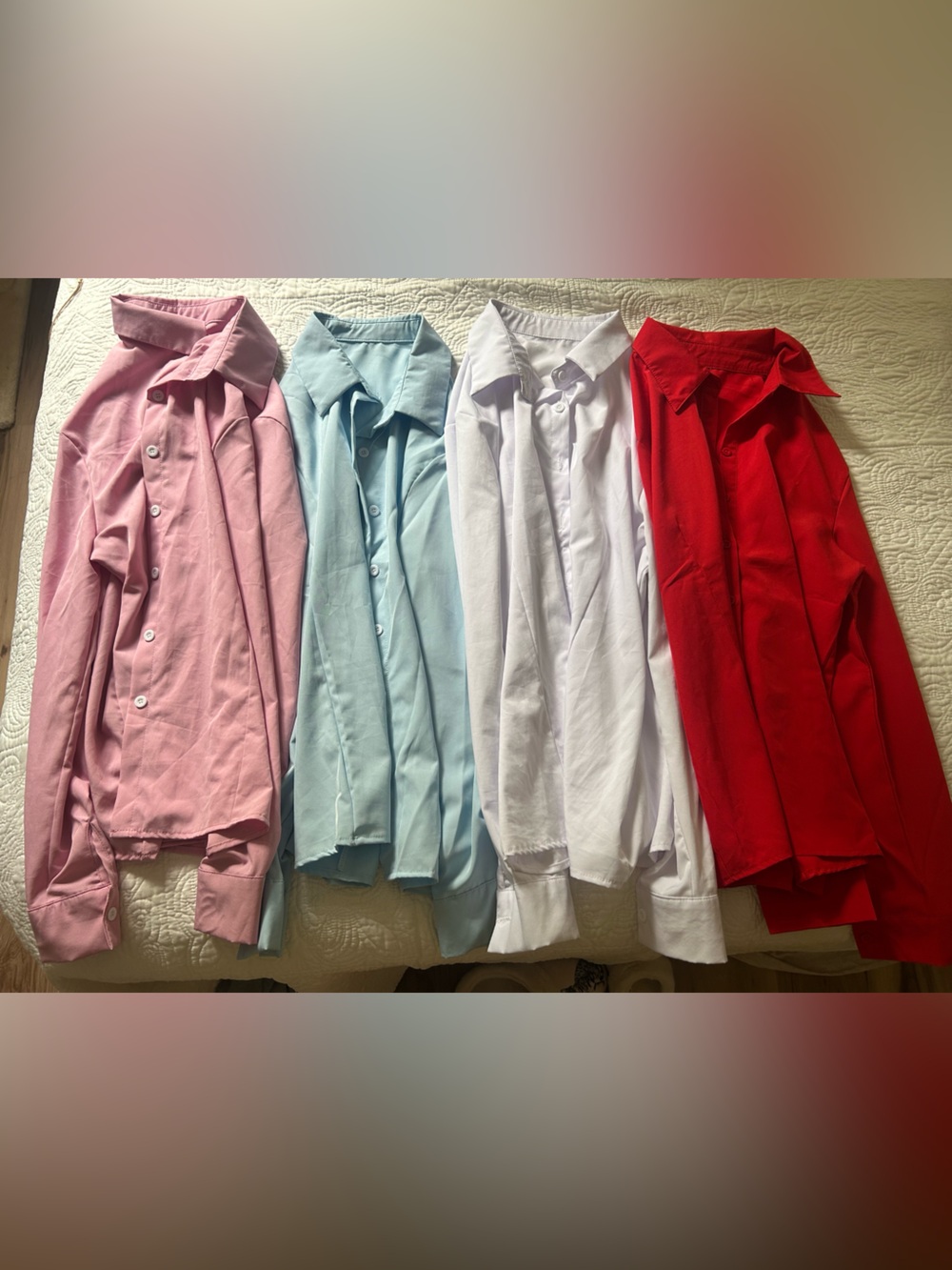 Women’s Button-Up Shirt Bundle. Red, White, Light Blue, Pink